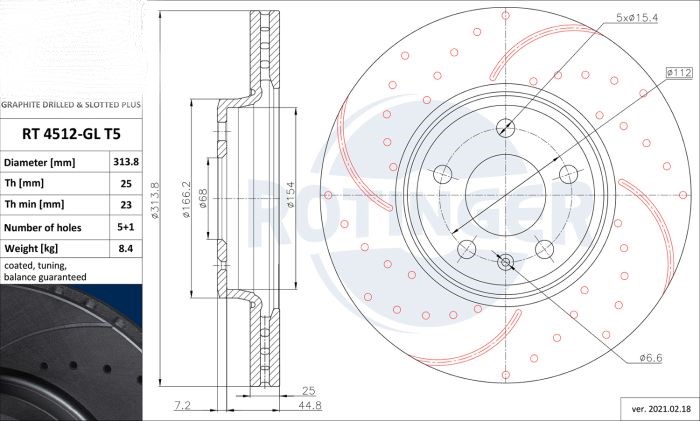 Front Brake Discs Drilled & Slotted For AUDI A4 B8,B9,A5 8TA,8T3,F53 RT 4512HP-GL/T5 - Image 2
