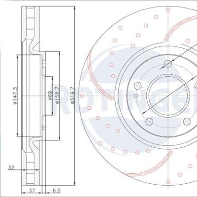 Front Brake Discs Drilled & Slotted For MITSUBISHI LANCER EVO VII,VIII,(CT9A) RT 20024-GL/T5