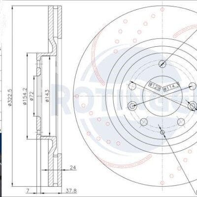 Front Brake Discs Drilled & Slotted For MAZDA RX-8 1.3 (SE,FE,SE3P,FE103,) RT 20889HP-GL/T5