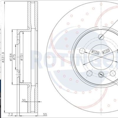 Front Brake Discs Drilled & Slotted For BMW X5 (F15, F85 E70) X6 (E71, E72) RT 21047-GL/T5