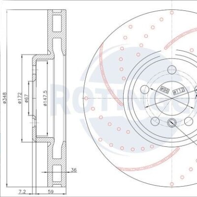 Front Brake Discs Drilled & Slotted For BMW X3 (G01, F97, G08)X4 (G02, F98)X5 (G05, F95)X6 (G06, F96)RT 22199-GL/T5